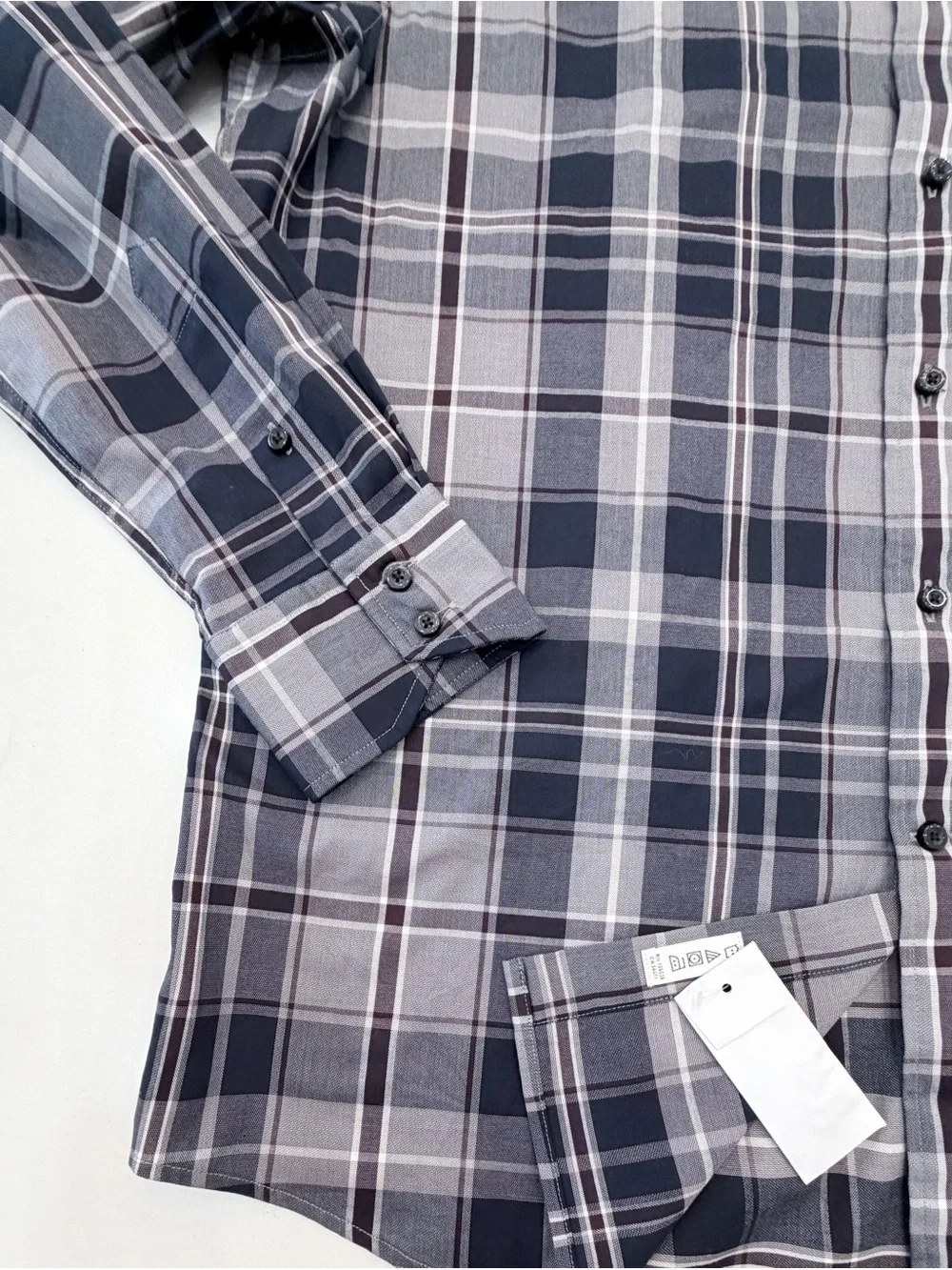 Thomas Dean Gray, Navy and White Plaid Button-Down Shirt